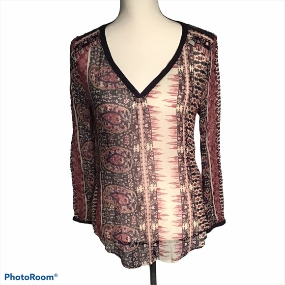 ✨Clearance✨Lucky Brand Long Sleeve Sheer Top size S - Picture 1 of 8